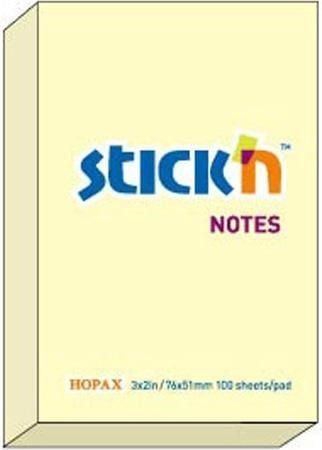 Stickn Carnet autoadeziv galben pastel 76x51mm (205549)