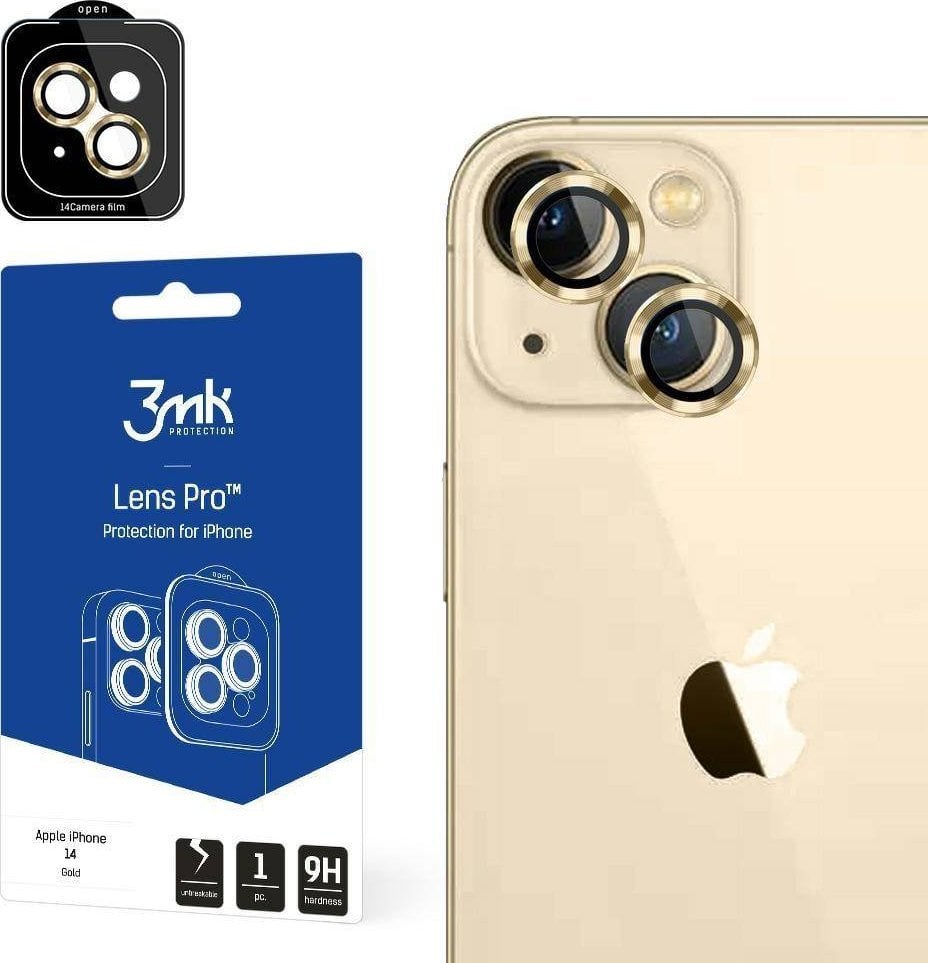 Sticlă hibridă 3MK pentru obiectivul camerei 3MK Lens Protection Pro Apple iPhone 14 auriu/auriu