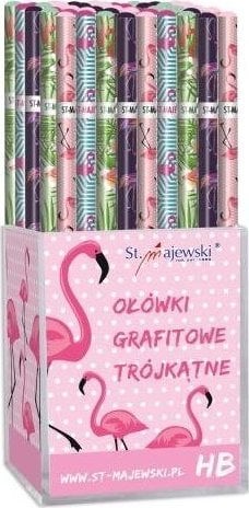 St-Majewski Creioane Creioane triunghiulare ST.MAJEWSKI HB, 72 buc Flamingo
