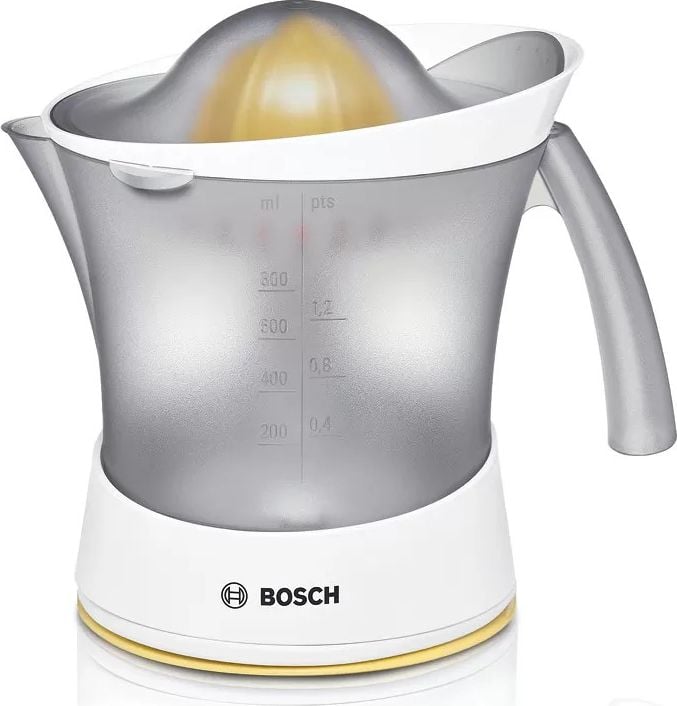 Storcator de citrice Bosch MCP3500, 25 W, 0.8 l, 1 Viteza, Ajustare cantitate pulpa, Alb
