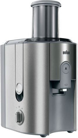 Storcator de fructe si legume Braun J700, 1000 W, Recipient suc 1.25 l, Recipient pulpa 2 l, 2 Viteze, Tub de alimentare 75 mm, Inox