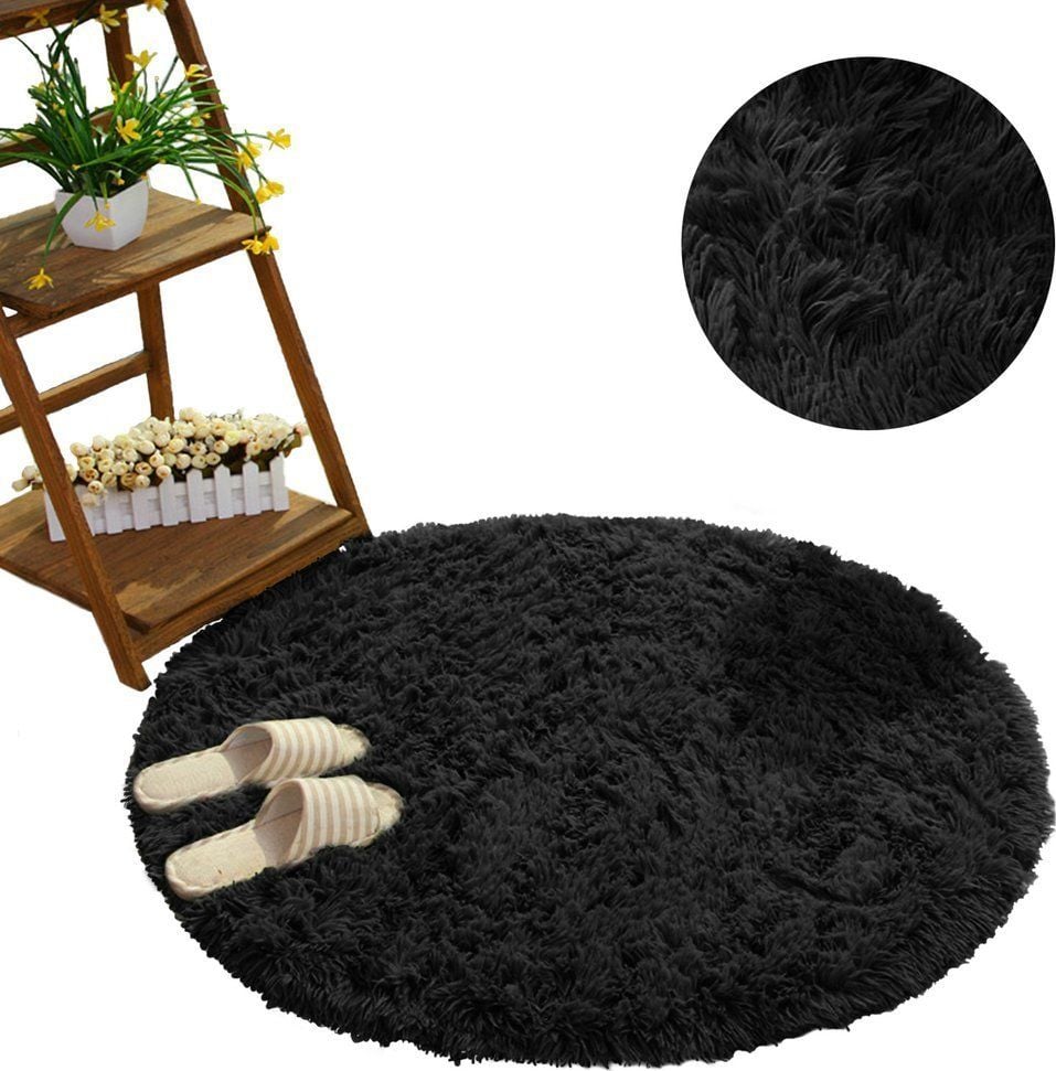 Strado Covor rotund Shaggy Strado 100x100 BlackSky (Negru) universal