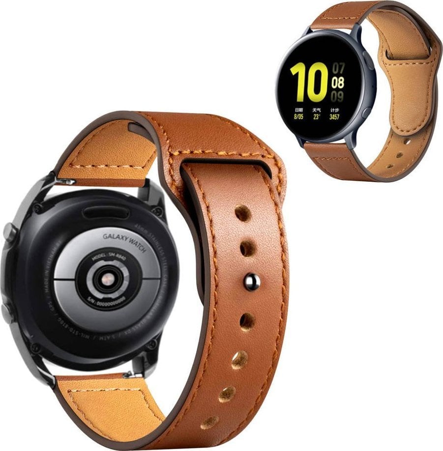 Curea Strado Universal din piele pentru Samsung Galaxy Watch 3 45mm (Maro).