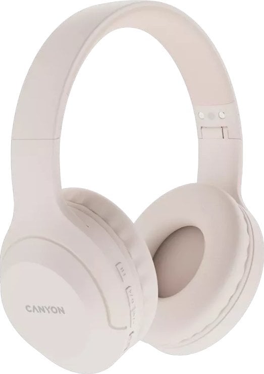Căști Canyon CANYON BTHS-3, căști Bluetooth, cu microfon, BT V5.1 JL6956, baterie 300mAh, mufa de încărcare tip C, material PU, dimensiune:168*190*78mm, cablu de încărcare 30cm și cablu audio 100cm, Bej