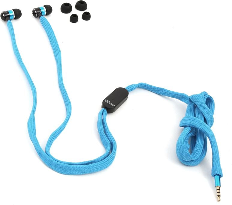 Casti in-ear cu microfon, Freestyle FH2112, cablu textil tip siret 125cm, conector jack 3.5mm, albastre