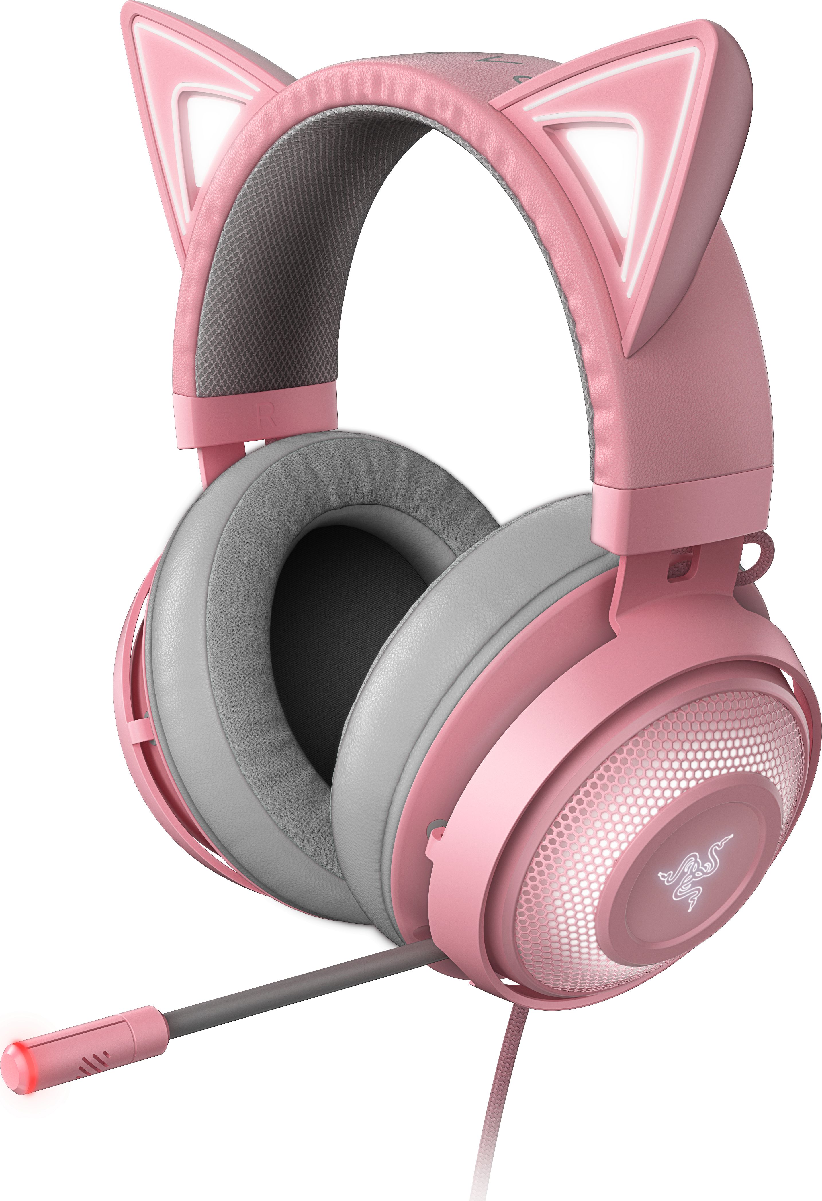 Casti gaming Razer Kraken 2019 Kitty Edition, multiplatforma, Roz Quartz