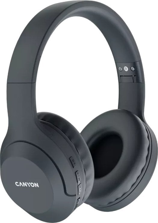 Canyon CANYON BTHS-3, Căști Bluetooth Canyon, cu microfon, BT V5.1 JL6956, baterie 300mAh, mufa de încărcare tip C, material PU, dimensiune: 168*190*78mm, cablu de încărcare 30cm și cablu audio 100cm, gri închis
