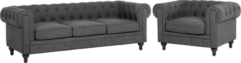 Suită lounge Beliani Grey cu 4 locuri CHESTERFIELD