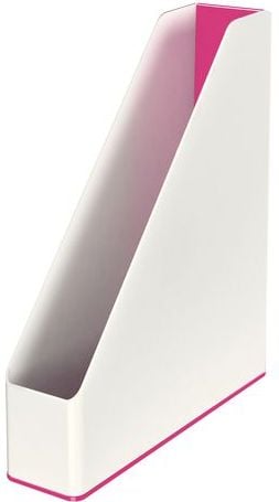 Suport vertical Leitz WOW, pentru documente, PS, reciclabil, A4, culori duale, alb-roz