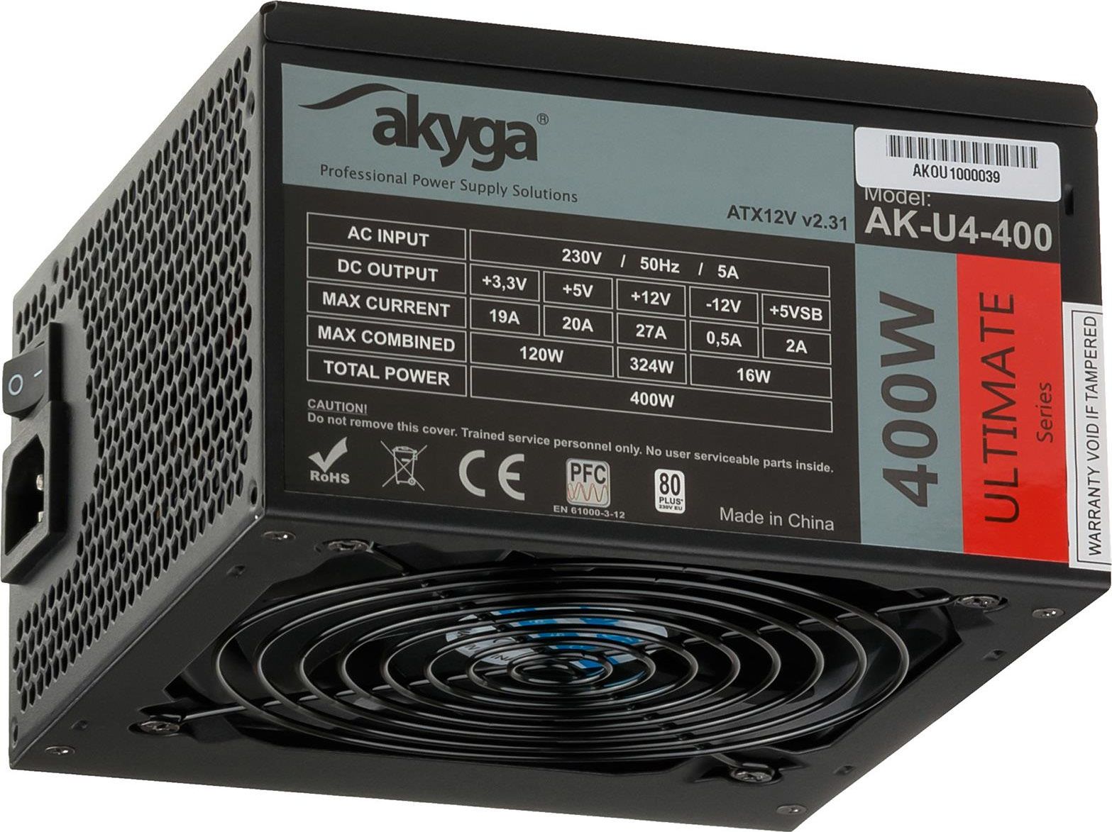Sursa alimentare Akyga Ultimate ATX Power Supply 400W AK-U4-400 80+Bronze Fan12cm P8 4xSATA PCI-E