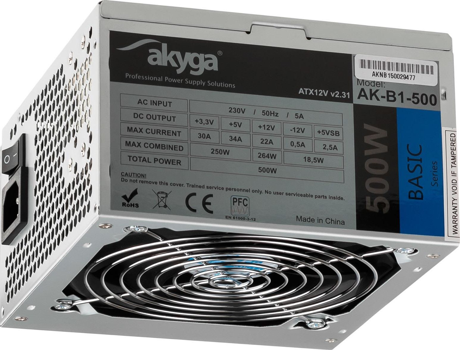 Sursa PC Akyga, AK-B1-500, 500 W, Certificat CE