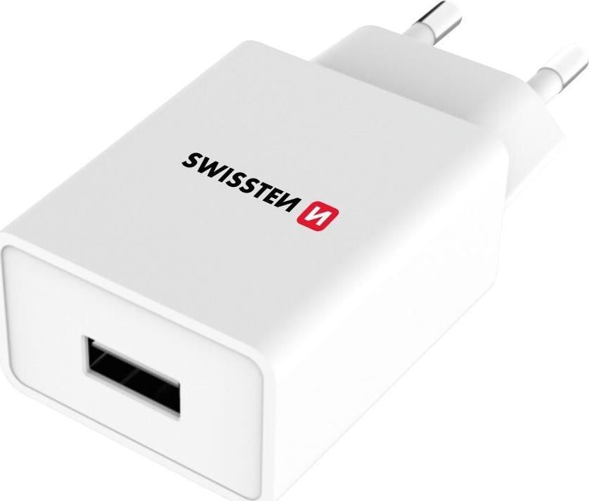 SWISSTEN, adaptor de rețea, s USB-C Cablu, 100-240, 5V, 1000, pentru a încărca telefonul și alte dispozitive, alb