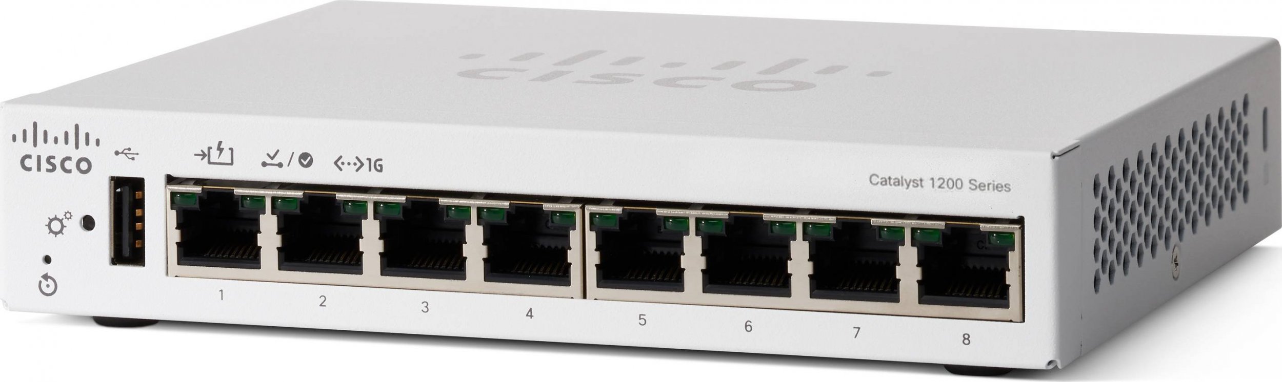 Switch Cisco Cisco Przelacznik Cat1200 8-p GE Desktop Ext PS PoE Input