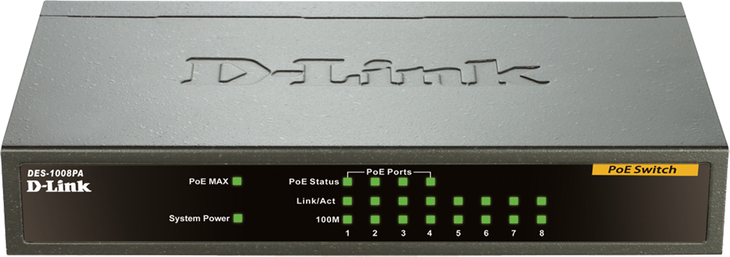 Switch D-link DES-1008PA, 8 x 10/100 Mbps + 4 x PoE ports, 802.3 af