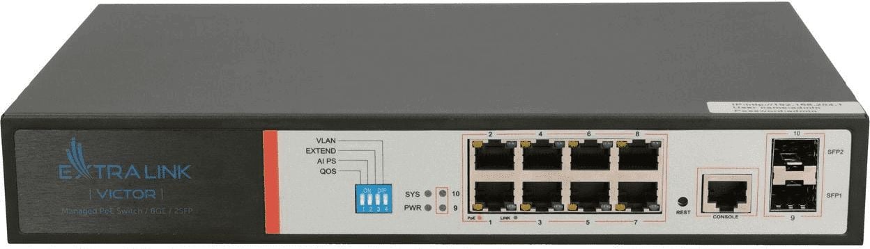 Switch Extralink, IEEE 802.3af, 8 porturi, Negru