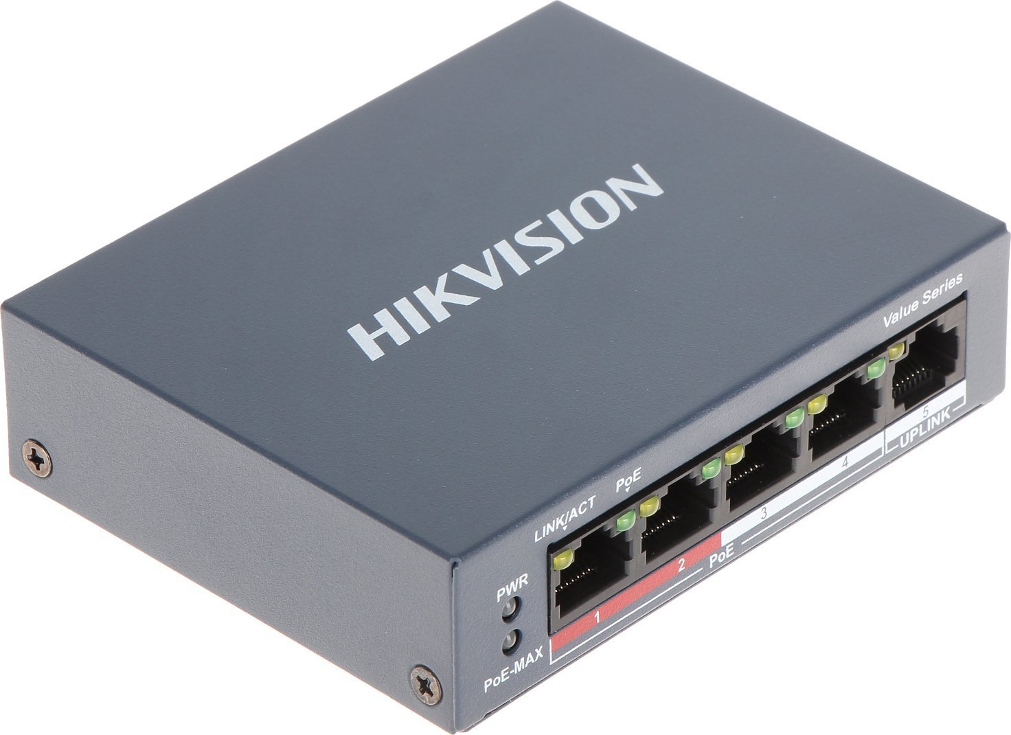 Switch Hikvision DS-3E0105P-E/M(B), 4-Port, PoE