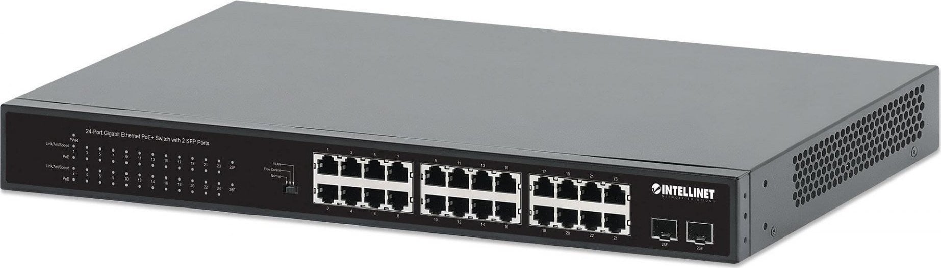 Comutare Intellinet Network Solutions Intellinet 561891 Switch 24x RJ45 Gigabit POE+ 370W, 2x SFP Gigabit, VLAN manual
