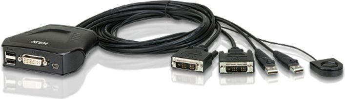 Switch KVM ATEN CS22D, 2 porturi, USB DVI, 0.9m
