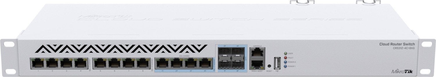 Switch Cloud Router 8 10G Ethernet, 4 10G combo RJ45/SFP+, - Mikrotik CRS312-4C+8XG-RM