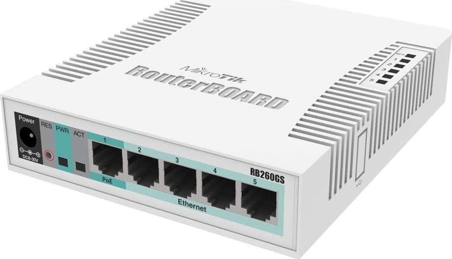 Switch MikroTik RB260GS, 5 x porturi Gigabit, 1 x port SFP, Sistem de operare MikroTik SwOS