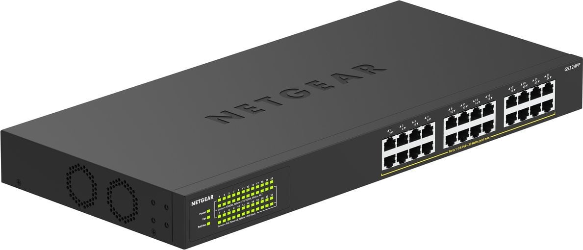 Switch NetGear GS324PP, 24 x 10/100/1000 Mbps Gigabit Ethernet cu 24 x POE+ 380W, Desktop/Rackmount, Plug-and-Play, carcasa metal