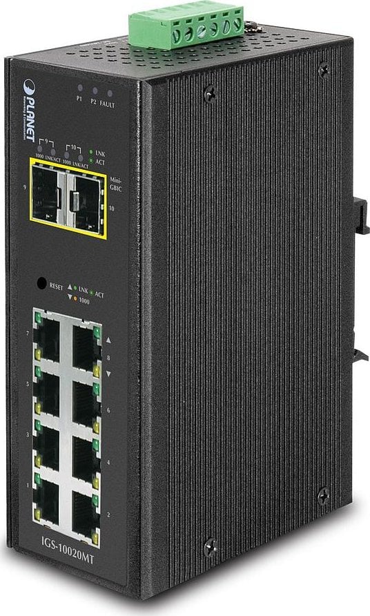 Switch Planet IGS-10020MT, Industrial, 8 x 1000TP, 2 x 100/1000Base-X mini-GBIC/SFP