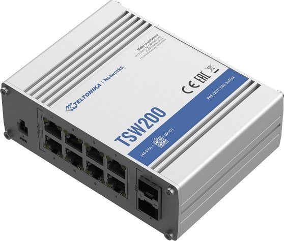 Switch-uri cu management - Switch Teltonika Teltonika Ethernet Switch TSW200 10/100/1000 Mbps (RJ-45), negestionat, desktop, porturi Ethernet LAN (RJ-45) 8