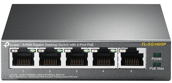 Switch TP-Link cu 5 Porturi Gigabit, 4 porturi PoE, TL-SG1005P