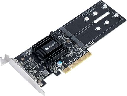 Synology Dual M.2 (2280/2260/2242) SSD adapter card for better SSD caching, PCIe 2.0 x8, Low Profile