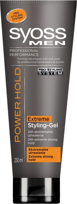 Gel de par Syoss Men Power Hold Extreme pentru fixare foarte puternica, 250 ml