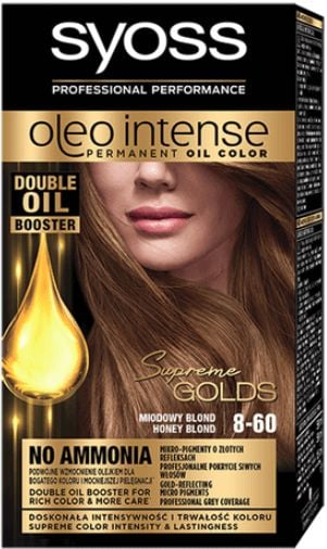 Vopsea de par permanenta fara amoniac Syoss Color Oleo Intense 8-60 Blond Miere, 115 ml