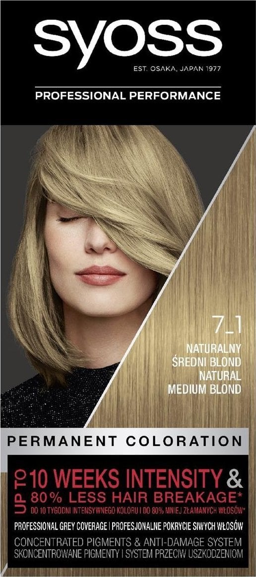 Syoss Permanent Coloration farba do włosów trwale koloryzująca 7_1 Naturalny Średni Blond