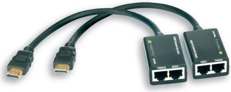 Sistem de transmisie a semnalului Techly HDMI AV - RJ45 x2 0,15 m negru (301153)