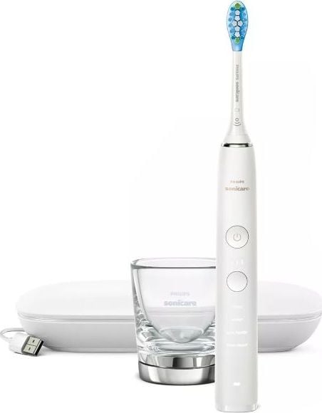 Periuță de dinți HX9911/27 Philips Sonicare DiamondClean 9000,albă, Pentru adulti, Reîncărcabil,Cu un senzor de forță de presiune,Durata de viata a bateriei 56 de minute