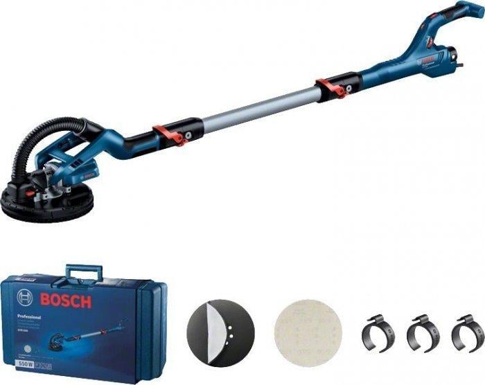 Slefuitor perete Bosch Professional 06017D4020, 550 W, 215 mm diametru disc, 1730 mm lungime, 910 RPM, foaie abrazica M480, valiza profesionala, disc, 3 cleme cablu