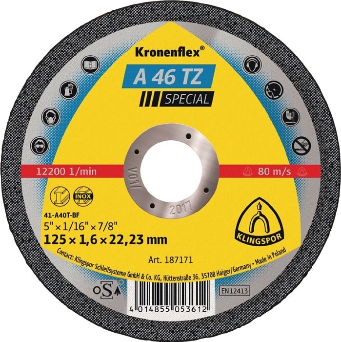 Disc de debitare Klingspor A 46 TZ Special, 180x1,6x22mm