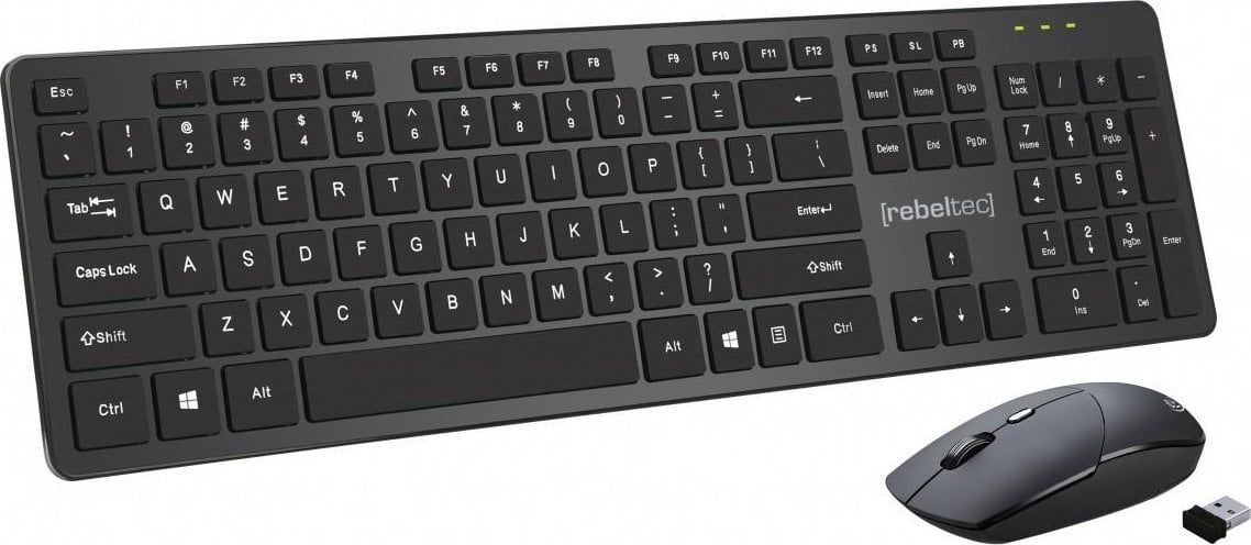 Kit Tastatura + Mouse - Tastatură + mouse Set tastatură + mouse Rebeltec Wireless MAXIM 2,4 GHz, rază 10 m receptor nano USB 104 taste QWERTY