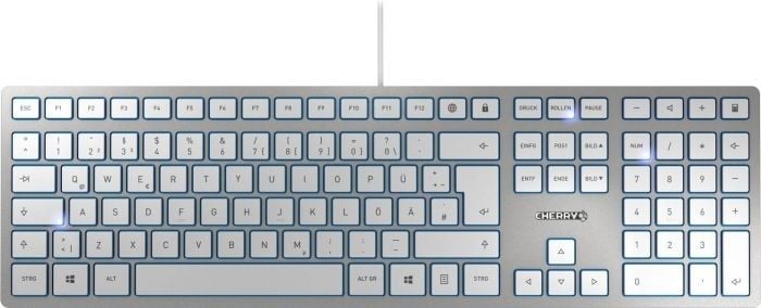 Tastatură Cherry KC 6000 SLIM cu fir alb și argintiu Marea Britanie (JK-1600EU-1)