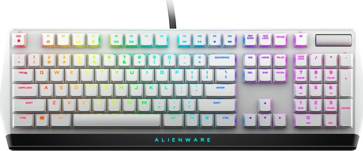 Tastatura Dell 545-BBCH, Alienware 510K, Lunar Light, Cherry MX Red, mecanica, iluminata, cu cablu, EN