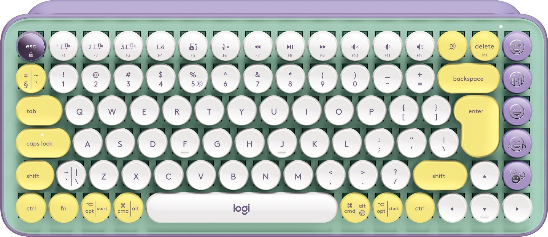 Tastatură fără fir Logitech POP Keys Alb și Verde SUA (920-010736)