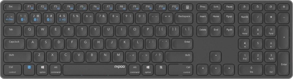 Tastatură fără fir Rapoo Multimode E9800M Blade Neagră SUA (002173690000)