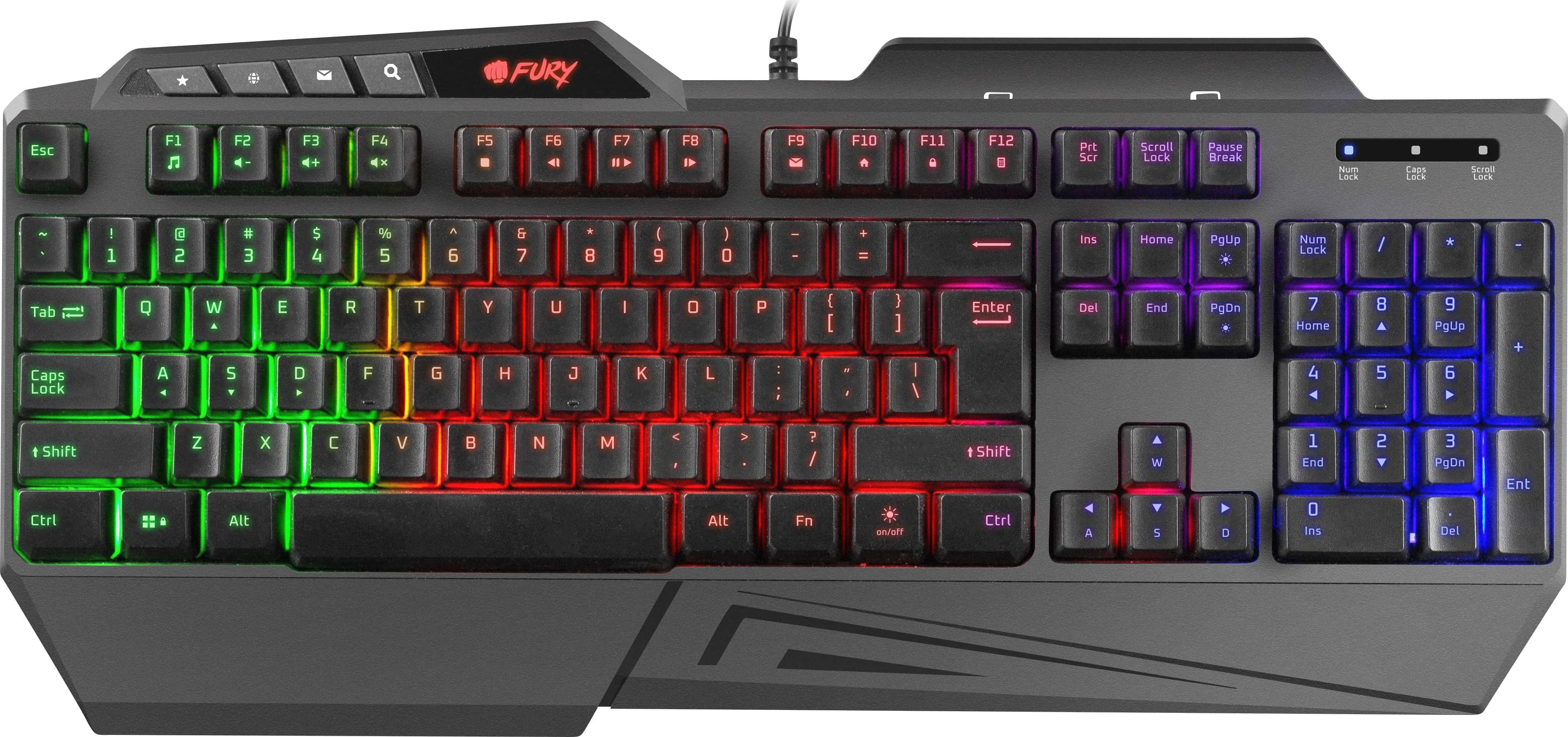 Tastatura Fury Skyraider, iluminare Rainbow, USB, negru