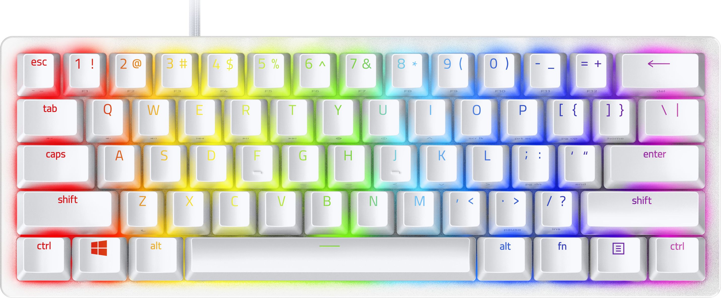 Tastaturi gaming - Tastatura gaming mecanica Razer Huntsman Mini, iluminare Chroma RGB, switch optic Purple, Alb Mercury