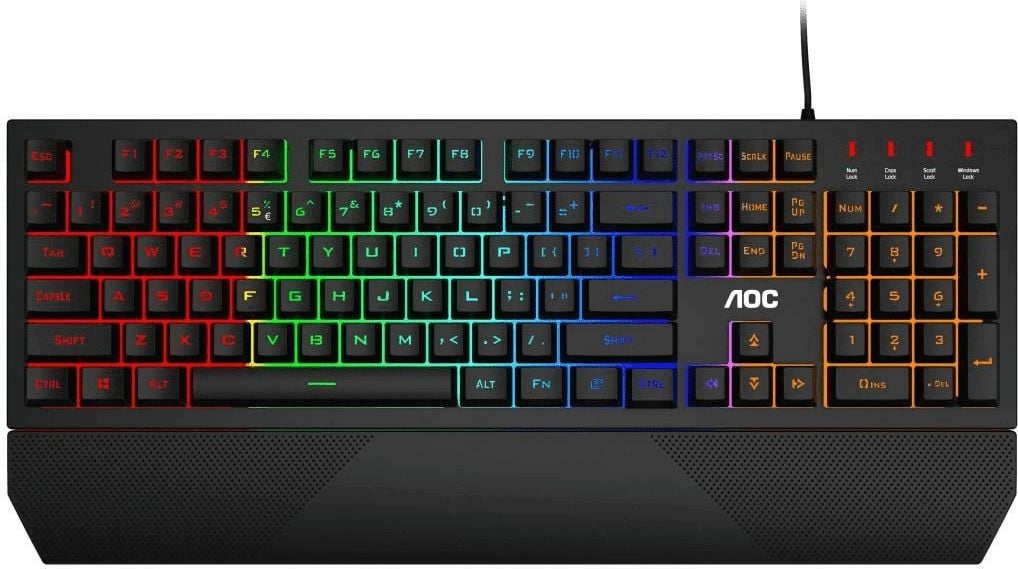 Tastatura gaming semimecanica AOC GK200, iluminare rainbow, layout US Int