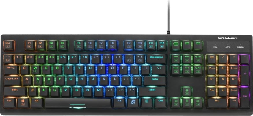 Tastatura gaming Sharkoon Skiller SGK30, Blue Switch, cu cablu, iluminata RGB, negru, mecanica, US layout