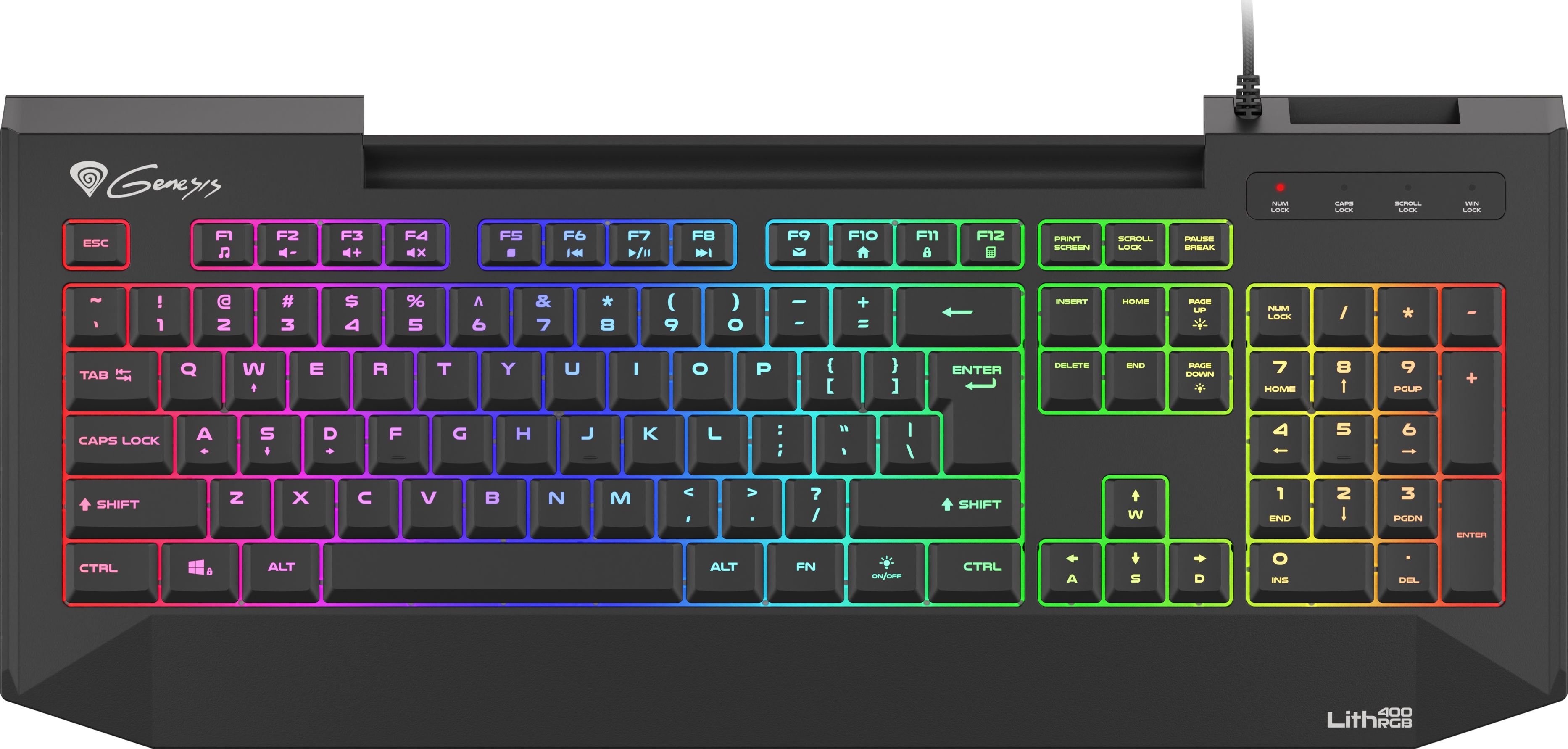 Tastaturi gaming - Tastatura Genesis Lith 400 RGB, iluminare RGB, USB, negru