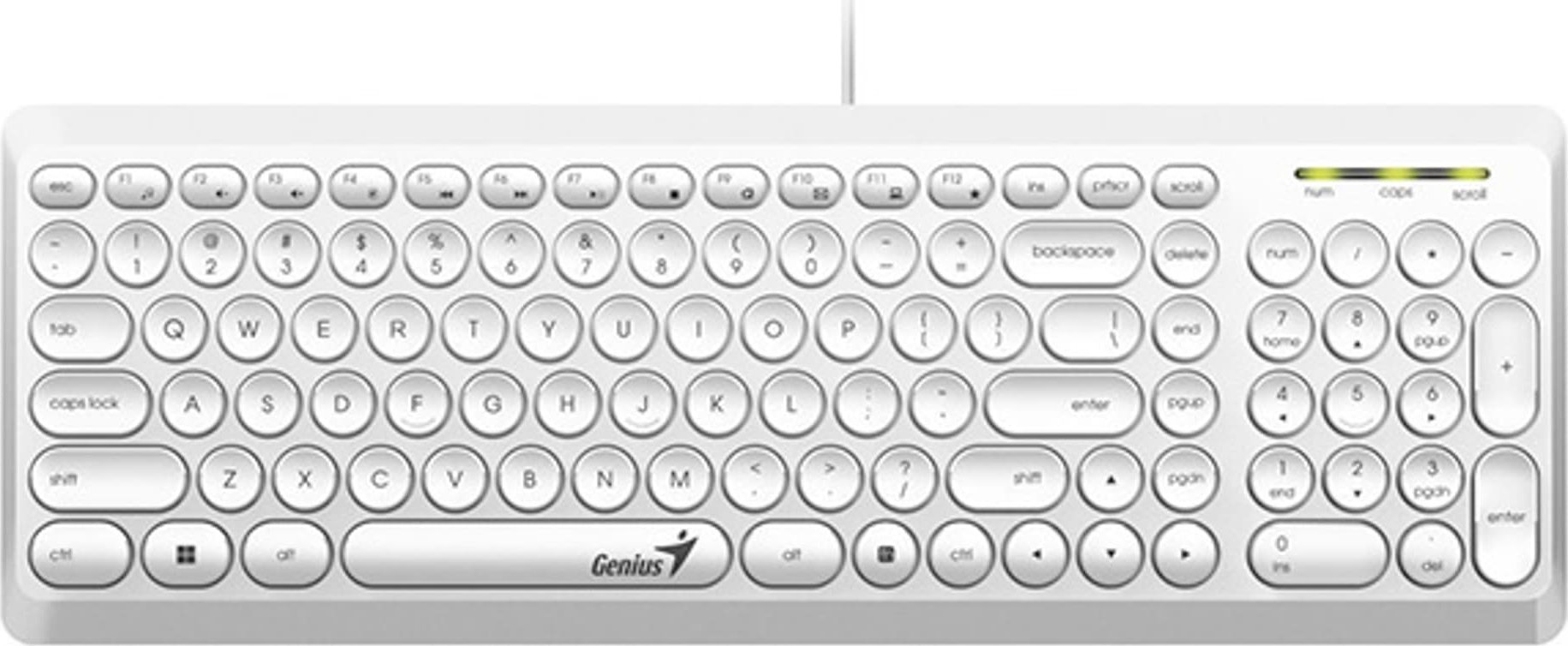 Tastatură Genius Genius Slimstar Q200, tastatură CZ/SK, clasică, silențioasă, tip cu fir (USB), albă