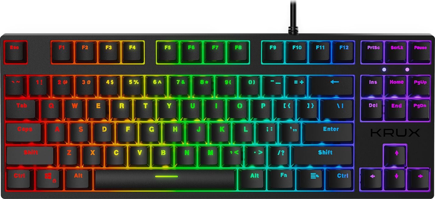 Tastatura Krux KRX0039, ATAX PRO RGB TKL, Outemu Brown, cu cablu, mecanica, iluminata RGB, negru, EN