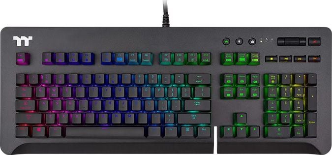 Tastatura mecanica gaming TteSports Nivel 20 GT RGB Cherry MX Blue, Layout din SUA