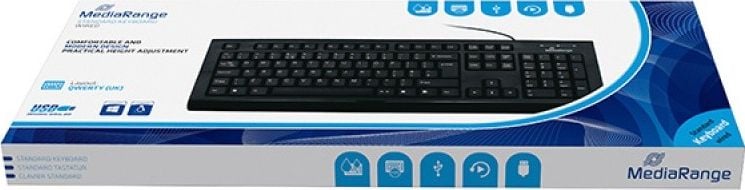 Tastatura MediaRange MROS101-UK, cu cablu negru, UK layout